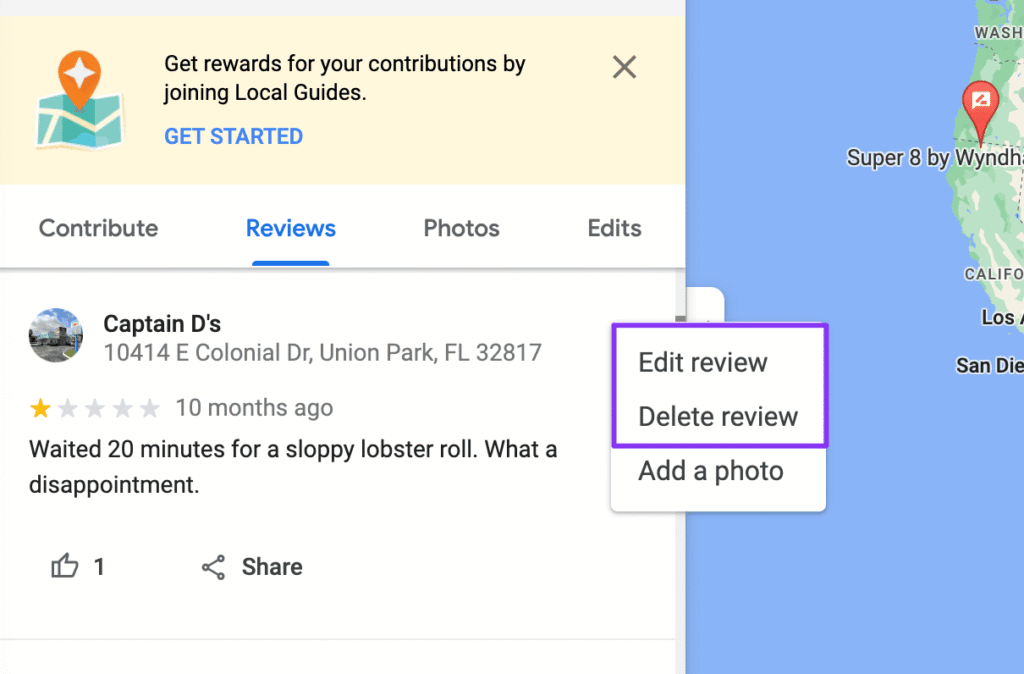 how to delete a google review