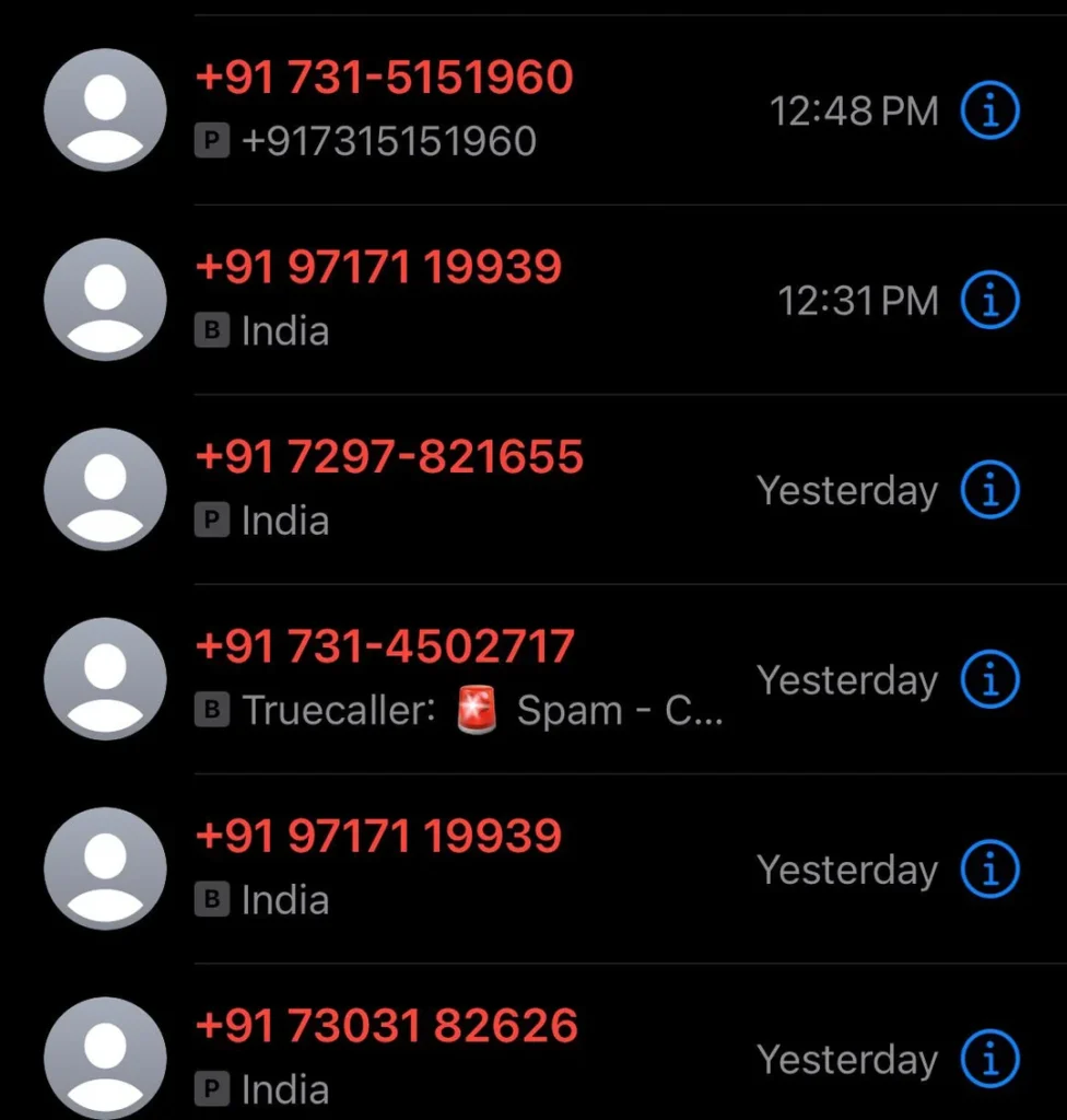indian scammer numbers
