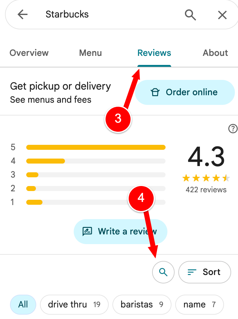 search reviews on google business profile